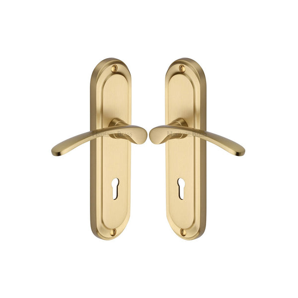 Ambassador Door Handle on Plate by M Marcus - Heritage Brass