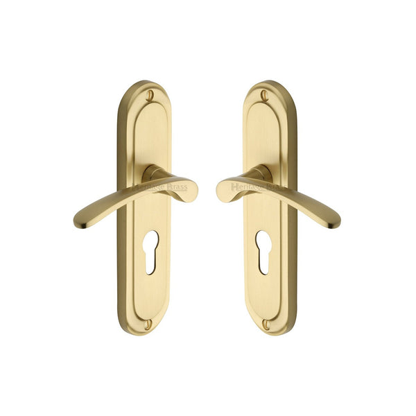 Ambassador Door Handle on Plate by M Marcus - Heritage Brass