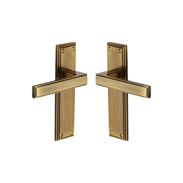 Atlantis Door Handle on Plate by M Marcus - Heritage Brass