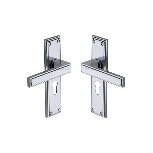 Atlantis Door Handle on Plate by M Marcus - Heritage Brass