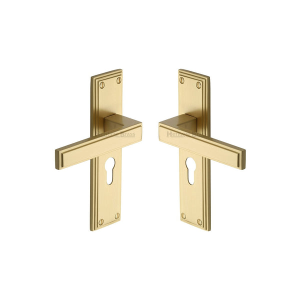 Atlantis Door Handle on Plate by M Marcus - Heritage Brass