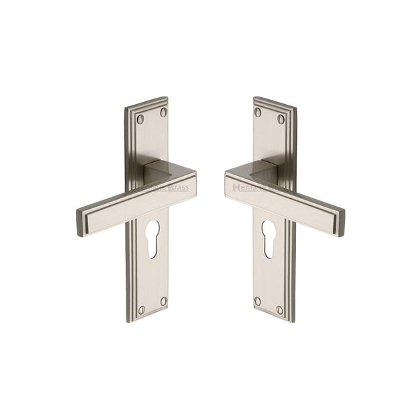 Atlantis Door Handle on Plate by M Marcus - Heritage Brass