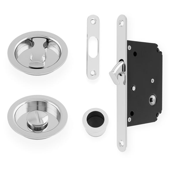 Alexander & Wilks, Alexander and Wilks - Sliding Door Lock Set - Radius, Accessories, Sliding Door Furniture, Turn & Release