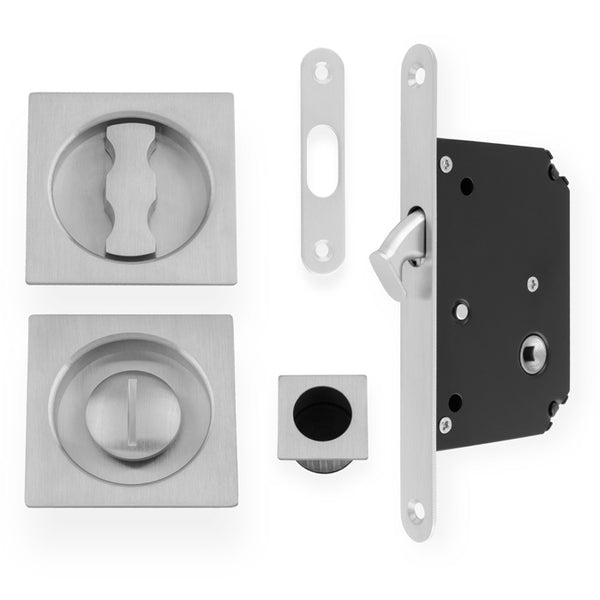 Alexander & Wilks Sliding Door Lock Set - Square Roses - Radius Forend & Strike