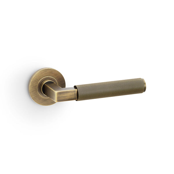 Alexander & Wilks, Alexander and Wilks - Hurricane Reeded Lever on Round Rose, Door Handles, Lever On Rose