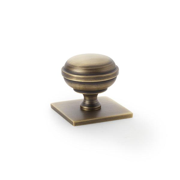 Alexander & Wilks, Alexander and Wilks - Quantock Cupboard Knob on Square Backplate, Cabinet Hardware, Cabinet Knob