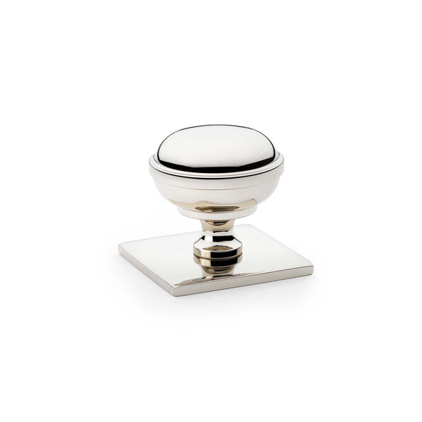 Alexander & Wilks, Alexander and Wilks - Quantock Cupboard Knob on Square Backplate, Cabinet Hardware, Cabinet Knob