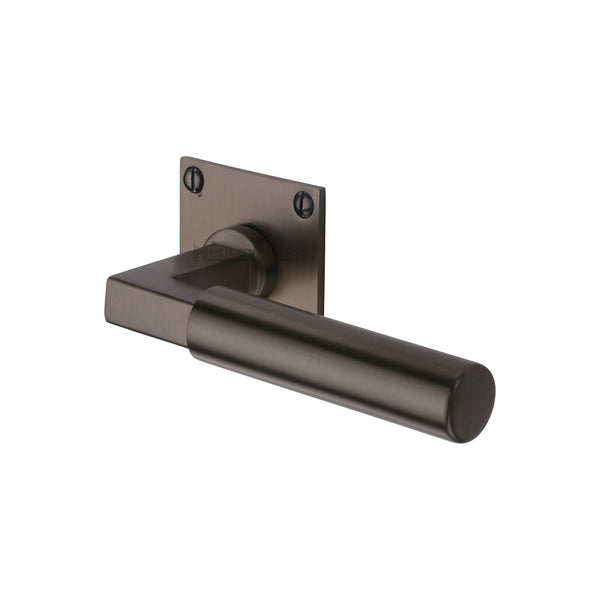 Bauhaus Low Profile Door Handle on Square Rose by M Marcus - Heritage Brass