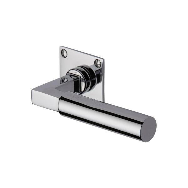 Bauhaus Low Profile Door Handle on Square Rose by M Marcus - Heritage Brass