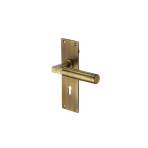 Bauhaus Door Handle on Plate by M Marcus - Heritage Brass