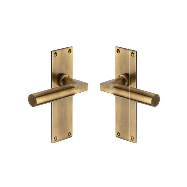 Bauhaus Door Handle on Plate by M Marcus - Heritage Brass