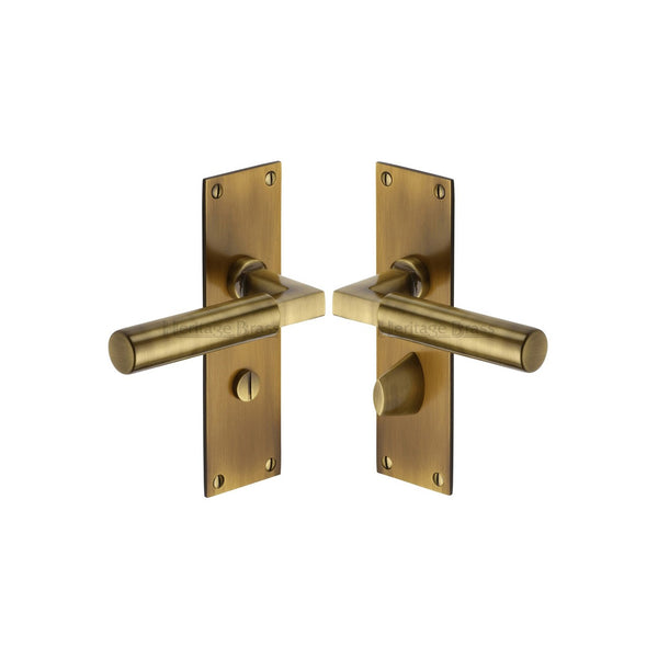 Bauhaus Door Handle on Plate by M Marcus - Heritage Brass