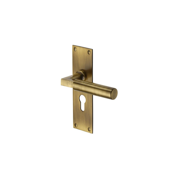 Bauhaus Door Handle on Plate by M Marcus - Heritage Brass