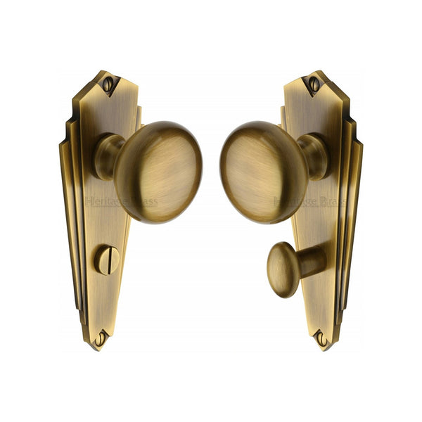 Broadway Door Knob on Plate by M Marcus - Heritage Brass