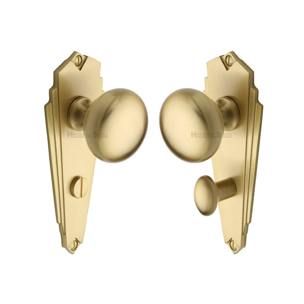 Broadway Door Knob on Plate by M Marcus - Heritage Brass