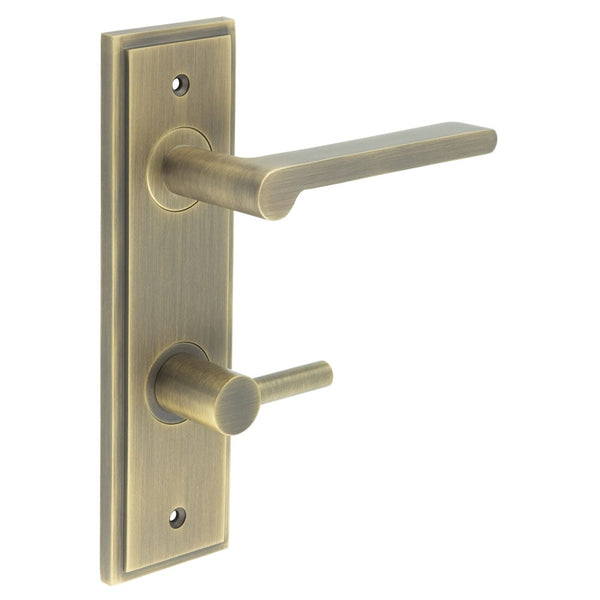 Burlington Fitzrovia Door Handles Din Bathroom Backplate & Turn & Release 82