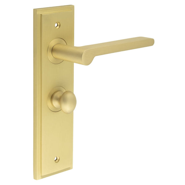Burlington Fitzrovia Door Handle Bathroom Backplate & Turn & Release 80