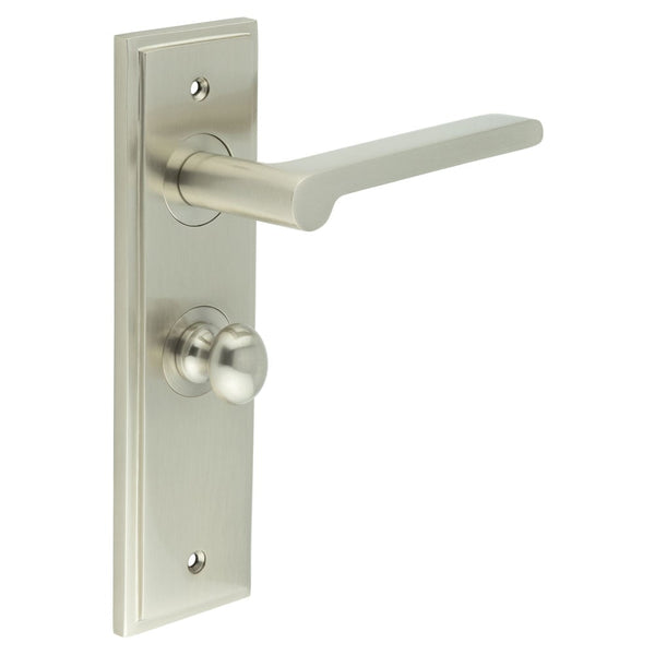 Burlington Fitzrovia Door Handles Bathroom Backplate & Turn & Release 80