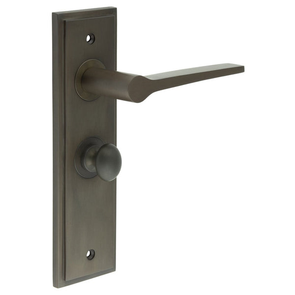Burlington Knightsbridge Door Handle Bathroom Backplate & Turn & Release 80