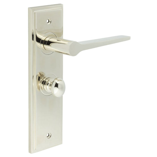 Burlington Knightsbridge Door Handle Bathroom Backplate & Turn & Release 80