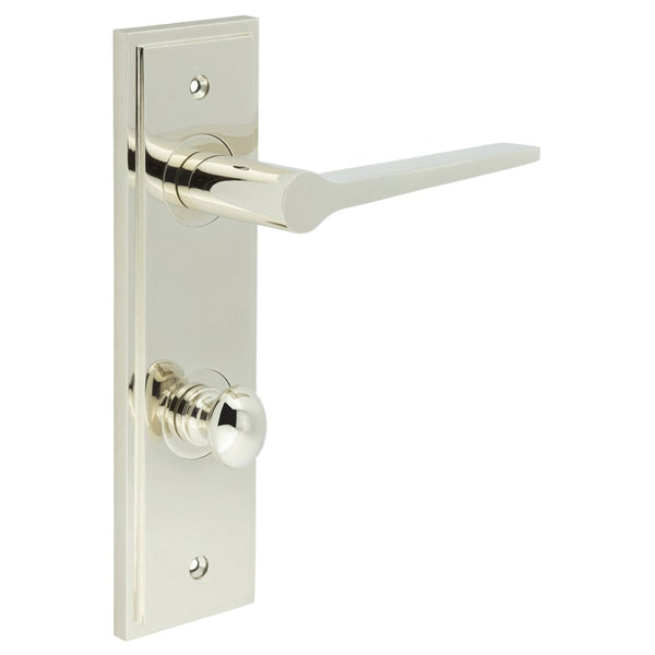 Burlington Knightsbridge Door Handles Din Bathroom Backplate & Turn & Release 80