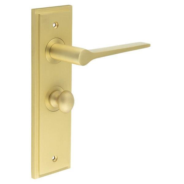 Burlington Knightsbridge Door Handles Bathroom Backplate & Turn & Release 80