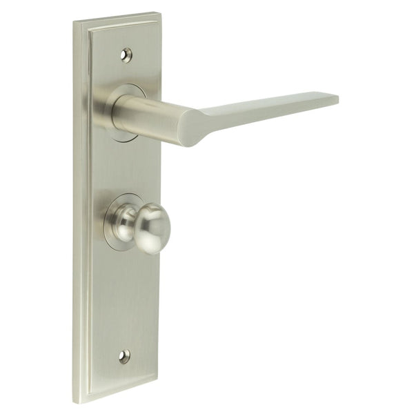 Burlington Knightsbridge Door Handles Bathroom Backplate & Turn & Release 80