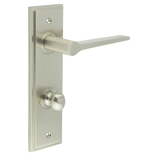 Burlington Knightsbridge Door Handles Din Bathroom Backplate & Turn & Release 80
