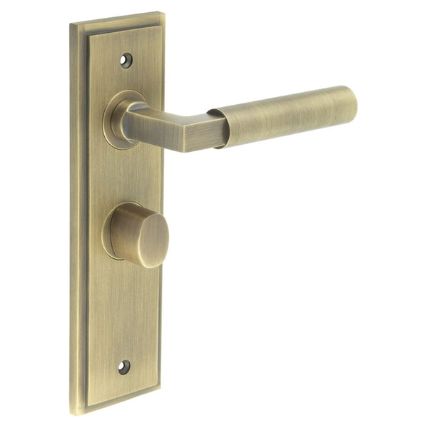 Burlington Westminster Door Handle Bathroom Backplate & Turn & Release