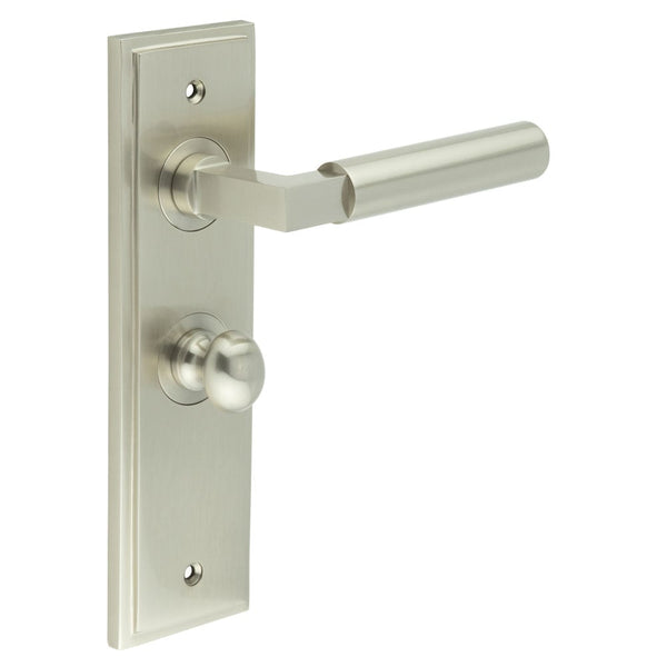 Burlington Westminster Door Handles Bathroom Backplate & Turn & Release 80