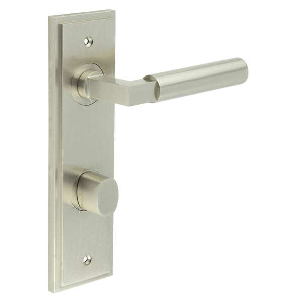 Burlington Westminster Door Handles Din Bathroom Backplate & Turn & Release