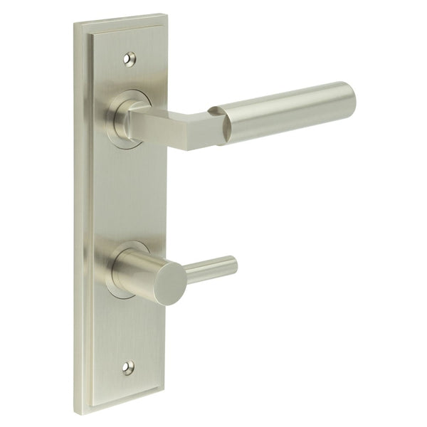 Burlington Westminster Door Handle Din Bathroom Backplate & Turn & Release 82