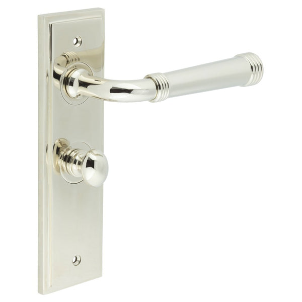 Burlington Highgate Door Handle Bathroom Backplate & Turn & Release 80