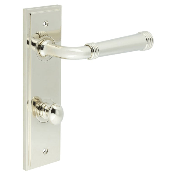 Burlington Highgate Door Handle Din Bathroom Backplate & Turn & Release 80