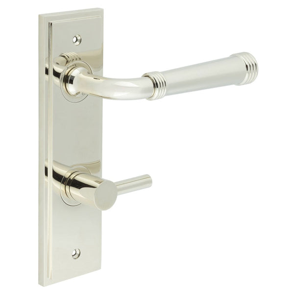 Burlington Highgate Door Handles Din Bathroom Backplate & Turn & Release 82