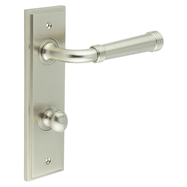 Burlington Highgate Door Handles Din Bathroom Backplate & Turn & Release 80