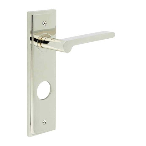 Fitzrovia Door Handle Din Bathroom Backplate Polished Nickel
