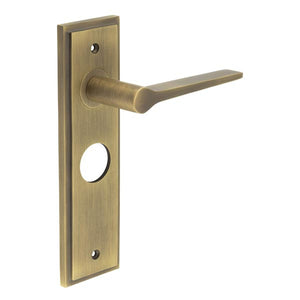 Knightbridge Door Handle Bathroom Backplate Antique Brass