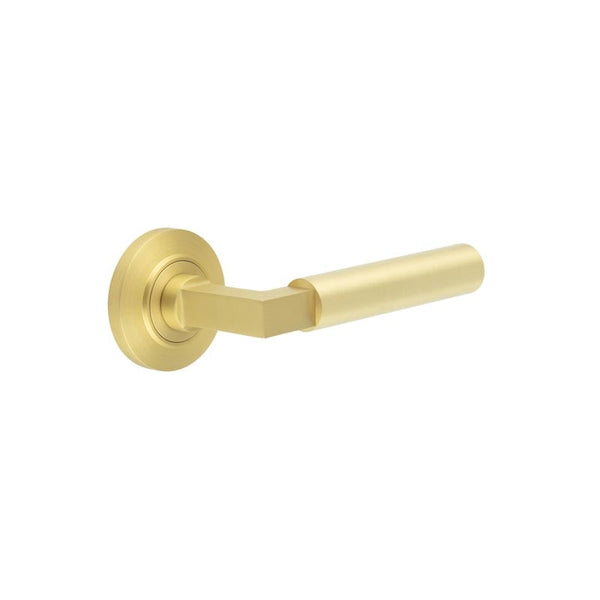 Burlington Westminster Door Handles On Chamfered Rose by Burlington By Frelan