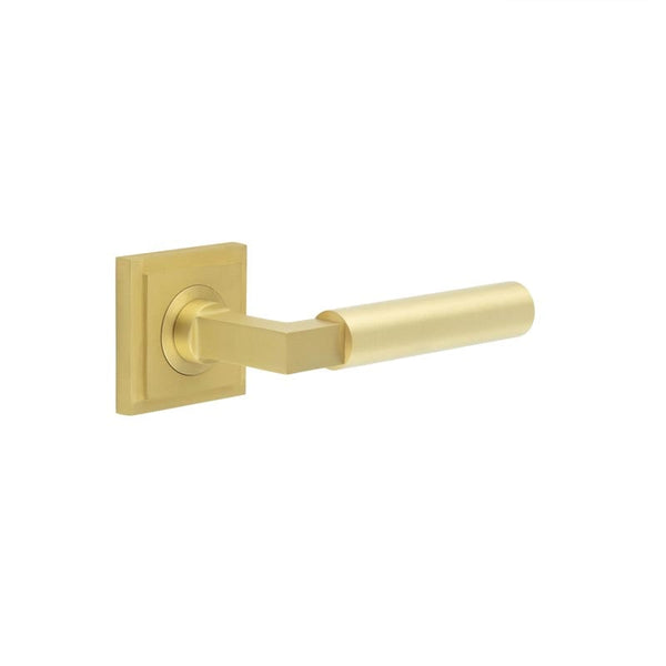 Burlington Westminster Door Handles On Square Stepped Rose by Burlington By Frelan
