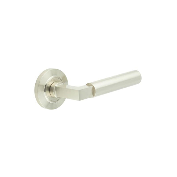 Burlington Westminster Door Handles On Chamfered Rose by Burlington By Frelan
