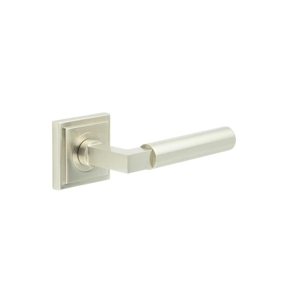Burlington Westminster Door Handles On Square Stepped Rose by Burlington By Frelan