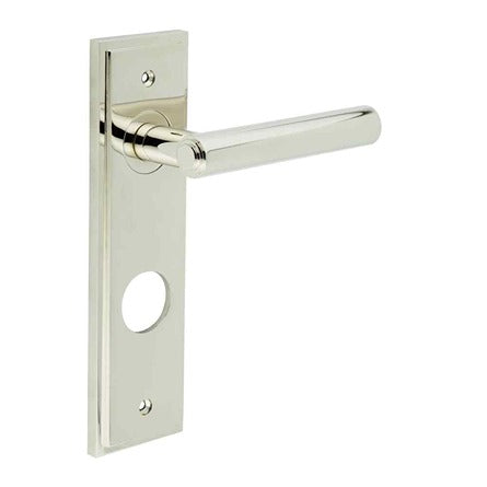 Richmond Door Handle Din Bathroom Backplate Polished Nickel