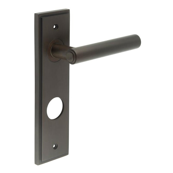 Richmond Door Handle Din Bathroom Backplate Dark Bronze