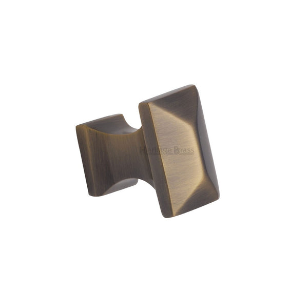 Pyramid Cabinet Knob - Antique Brass