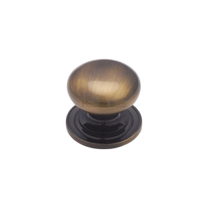 Victorian Round Cabinet Knob with Base by M Marcus - Heritage Brass