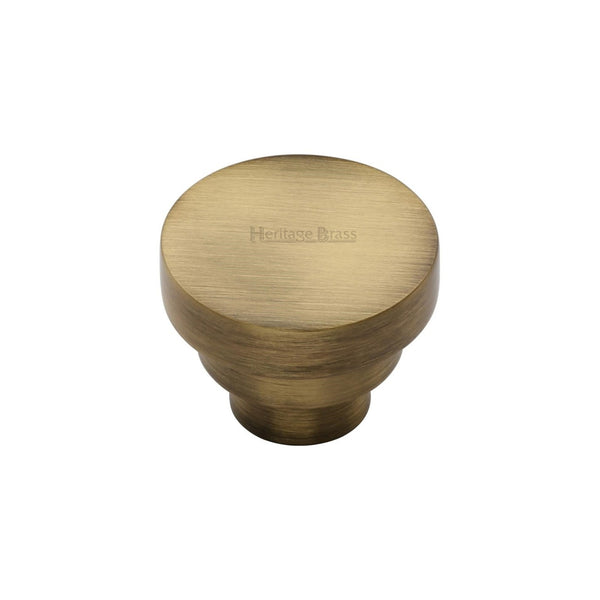 Round Stepped Cabinet Knob by M Marcus - Heritage Brass