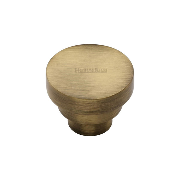 Round Stepped Cabinet Knob by M Marcus - Heritage Brass