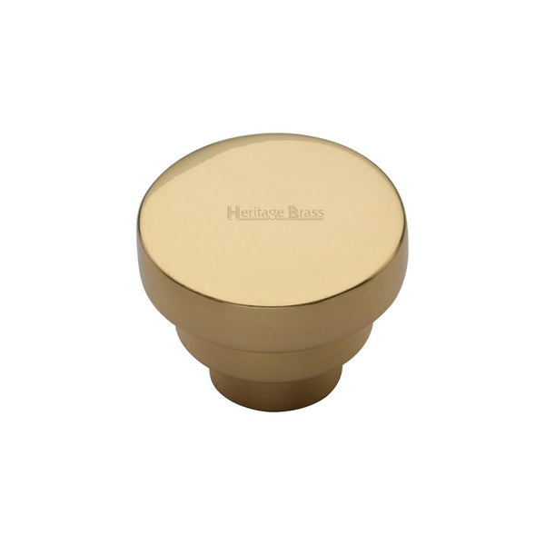 Round Stepped Cabinet Knob by M Marcus - Heritage Brass