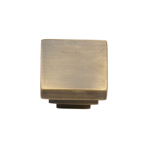 Square Stepped Cabinet Knob by M Marcus - Heritage Brass